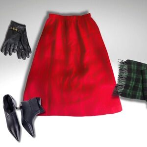 VTG Evan-Picone Red Wool Classic Academia A-Line Midi Skirt Size 6